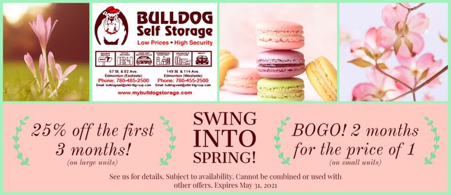 Bulldog Self Storage Spring 2021 Specials